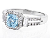 Blue Zircon Rhodium Over Sterling Silver Ring 2.07ctw