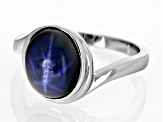 Blue Star Sapphire Rhodium Over Sterling Silver Solitaire Ring 5.00ct