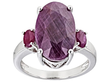 Picture of Red Indian Ruby Rhodium Over Sterling Silver Ring 8.93ctw