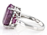 Red Indian Ruby Rhodium Over Sterling Silver Ring 8.93ctw