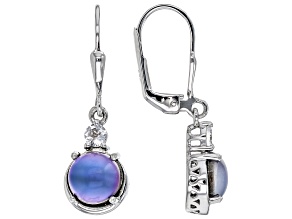 Violet AuroraMoonstone Rhodium Over Sterling Silver Dangle Earrings 0.25ctw