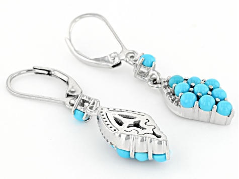 Blue Sleeping Beauty Turquoise Rhodium Over Sterling Silver Dangle Earrings