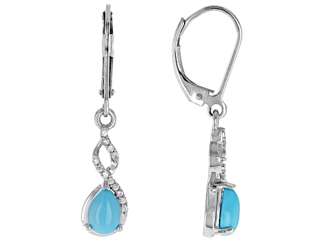 Blue Sleeping Beauty Turquoise Rhodium Over Sterling Silver Dangle Earrings