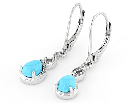Blue Sleeping Beauty Turquoise Rhodium Over Sterling Silver Dangle Earrings