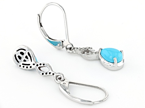 Blue Sleeping Beauty Turquoise Rhodium Over Sterling Silver Dangle Earrings