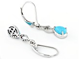 Blue Sleeping Beauty Turquoise Rhodium Over Sterling Silver Dangle Earrings