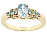 Blue Zircon 18k Yellow Gold Over Sterling Silver Ring 1.37ctw