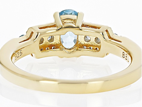 Blue Zircon 18k Yellow Gold Over Sterling Silver Ring 1.37ctw