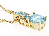 Blue Zircon 18k Yellow Gold Over Sterling Silver Pendant With Chain 1.22ctw
