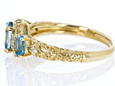 Blue And White Zircon 18k Yellow Gold Over Sterling Silver Ring 1.80ctw