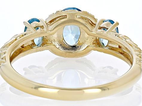 Blue And White Zircon 18k Yellow Gold Over Sterling Silver Ring 1.80ctw