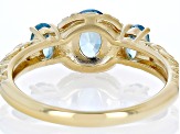 Blue And White Zircon 18k Yellow Gold Over Sterling Silver Ring 1.80ctw