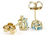 Blue And White Zircon 18k Yellow Gold Over Sterling Silver Stud Earrings 2.17ctw