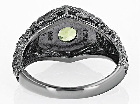 Green Peridot Black Rhodium Over Sterling Silver Solitaire Ring 1.70ct