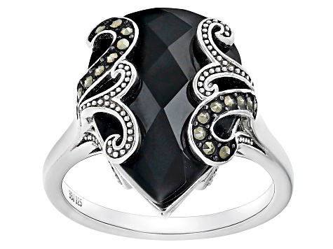 Black Spinel Rhodium Over Sterling Silver Ring 6.04ctw