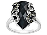Black Spinel Rhodium Over Sterling Silver Ring 6.04ctw