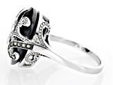 Black Spinel Rhodium Over Sterling Silver Ring 6.04ctw