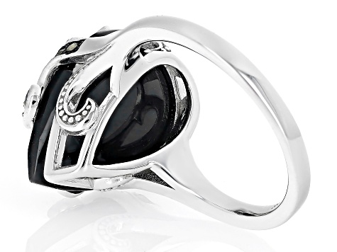 Black Spinel Rhodium Over Sterling Silver Ring 6.04ctw