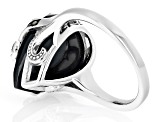 Black Spinel Rhodium Over Sterling Silver Ring 6.04ctw
