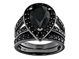 Black Spinel, Black Rhodium Over Sterling Silver Ring Set of 2 4.79ctw