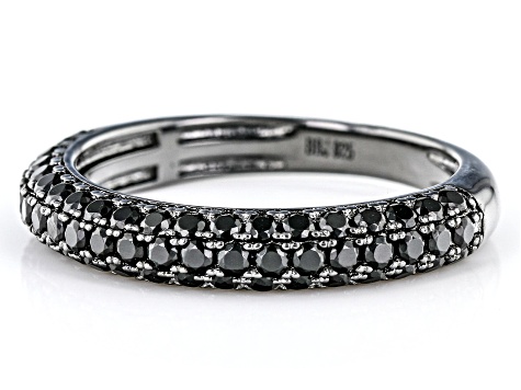 Black Spinel, Black Rhodium Over Sterling Silver Band Ring .85ctw