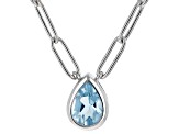 Sky Blue Topaz Rhodium Over Sterling Silver Paper Clip Necklace 1.79ct