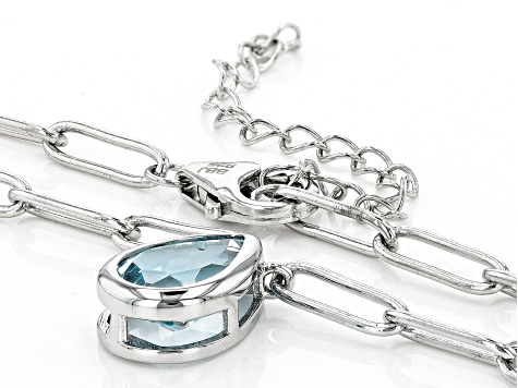 Sky Blue Topaz Rhodium Over Sterling Silver Paper Clip Necklace 1.79ct