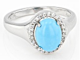 Sleeping Beauty Turquoise Rhodium Over Sterling Silver Ring .12ctw