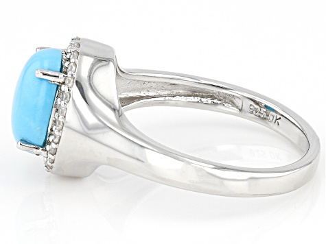 Sleeping Beauty Turquoise Rhodium Over Sterling Silver Ring .12ctw