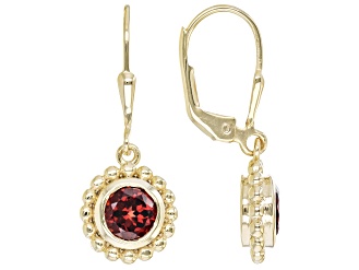 Red Garnet 18k Yellow Gold Over Sterling Silver Dangle Earrings 2.04ctw