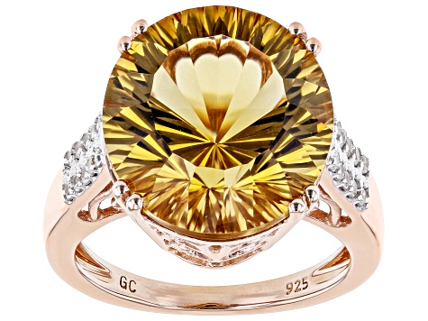 Champagne Quartz 18k Rose Gold Over Sterling Silver Ring 7.82ctw