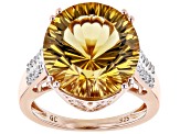 Champagne Quartz 18k Rose Gold Over Sterling Silver Ring 7.82ctw