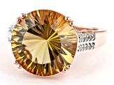 Champagne Quartz 18k Rose Gold Over Sterling Silver Ring 7.82ctw