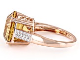 Champagne Quartz 18k Rose Gold Over Sterling Silver Ring 7.82ctw
