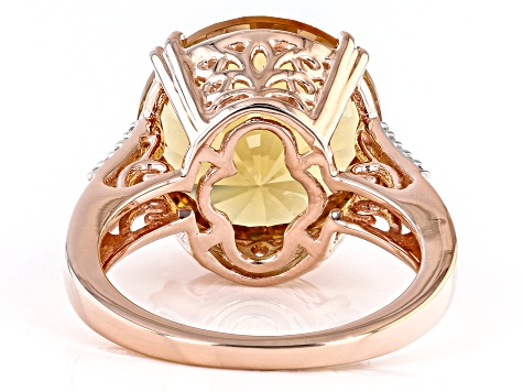 Champagne Quartz 18k Rose Gold Over Sterling Silver Ring 7.82ctw