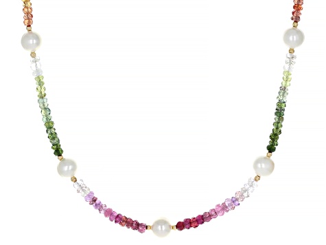 Multi-Color Sapphire 18K Yellow Gold Over Silver Necklace