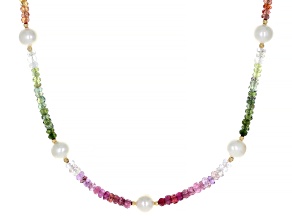 Multi-Color Sapphire 18K Yellow Gold Over Silver Necklace