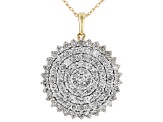 Diamond 10k Yellow Gold Cluster Pendant With 18 Inch Rope Chain 2.00ctw