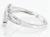 White Diamond Rhodium Over Sterling Silver Cross Ring 0.15ctw