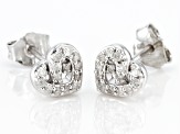 White Diamond Rhodium Over Sterling Silver Love Knot Stud Earrings 0.20ctw