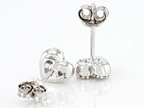 White Diamond Rhodium Over Sterling Silver Love Knot Stud Earrings 0.20ctw