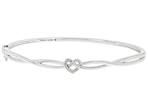 White Diamond Rhodium Over Sterling Silver Love Knot Bangle Bracelet 0.10ctw - HMD022 - Vimarsana News