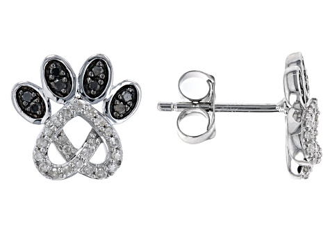 Black And White Diamond Rhodium Over Sterling Silver Love Knot Paw Stud Earrings 0.25ctw - HMD032 - Vimarsana News