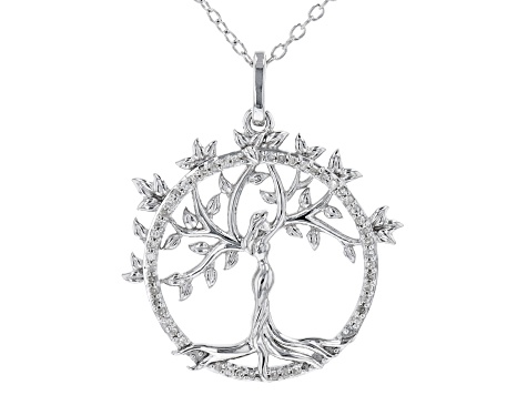 White Diamond Rhodium Over Sterling Silver Mother Earth Pendant With 16" Rope Chain 0.10ctw - HMD038 - Vimarsana News