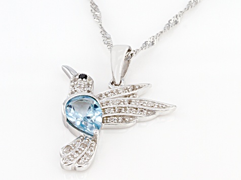 Sky Blue Glacier Topaz Rhodium Over Silver Pendant with Chain 1.86ctw