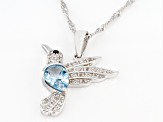 Sky Blue Glacier Topaz Rhodium Over Silver Pendant with Chain 1.86ctw