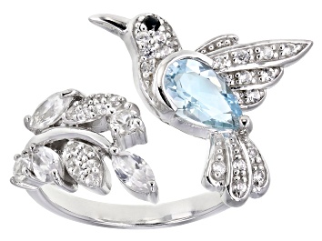 Picture of Sky Blue Topaz Rhodium Over Silver Ring 1.95ctw