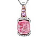 Red Thulite Rhodium Over Sterling Silver Pendant with Chain .25ctw