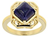 Blue sodalite 18k gold over sterling silver solitaire ring