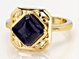 Blue sodalite 18k gold over sterling silver solitaire ring